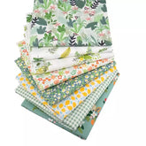CraftsFabrics 8pcs 40cmx50cm Green Floral Cotton Fat Quarters Bundle